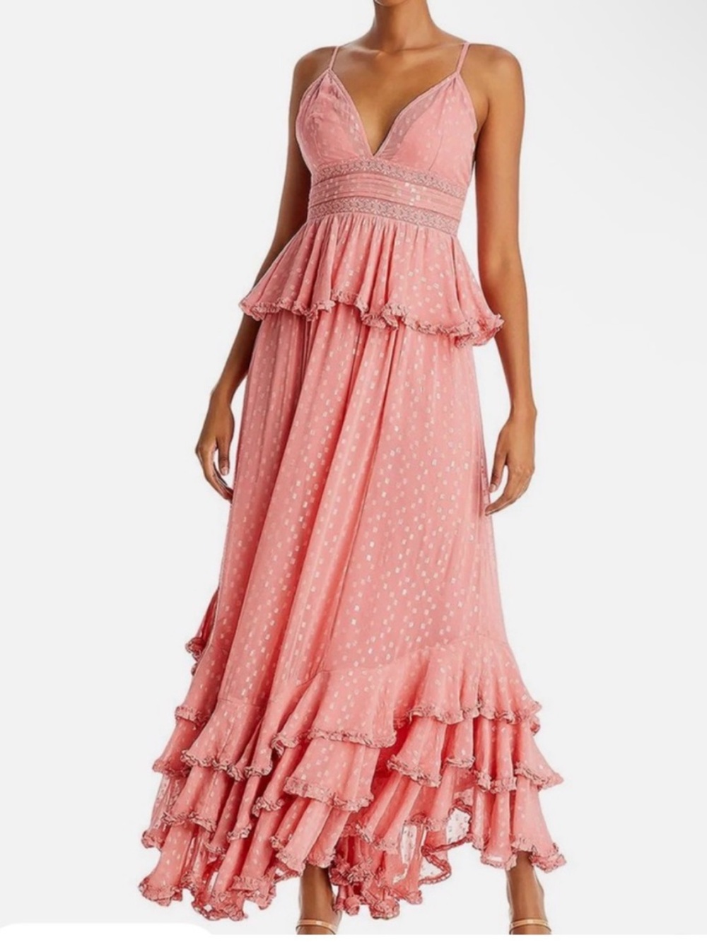Rococo Sand Dusty Rose Ruffled Maxi Dress